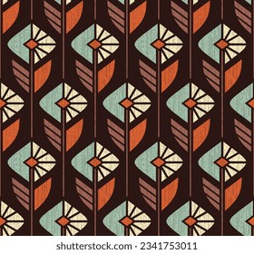 BROWN VECTOR SEAMLESS BACKGROUND WITH GEOMETRIC MINT BEIGE COLORS IN ART DECO STYLE