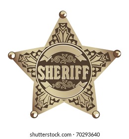 brown vector  Sheriff star on white background