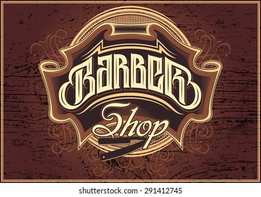 brown vector sign for a barber shop