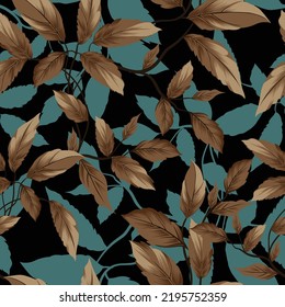 brown vector stock leaf pattern on black background