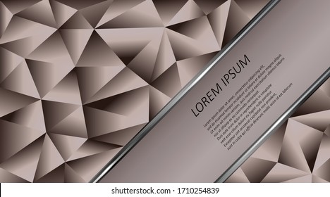 Brown vector triangle background with silver elements. Can be used in business card.