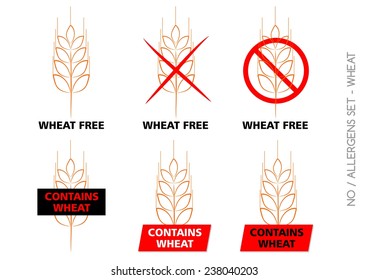 Brown Vector Wheat Free Signs isolated on white background