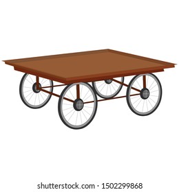 Brown Vegetable Cart - Cartoon Vector Image