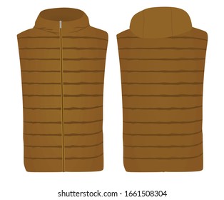 Brown vest with cap. vector illustration