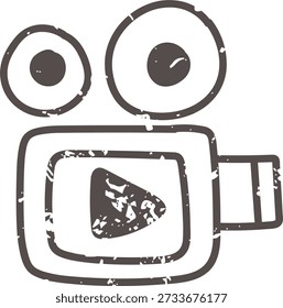 Brown video camera icon element. Ai interface doodle style illustration
