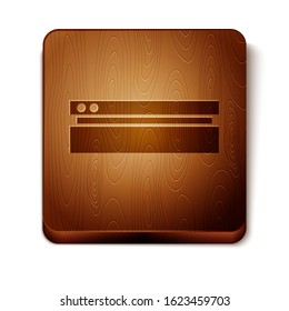 Brown Video game console icon isolated on white background. Wooden square button. Vector Illustration