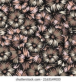 Brown vintage background with flowers. Seamless pattern for printing on the material, advertising booklets. Stylized as a watercolor.