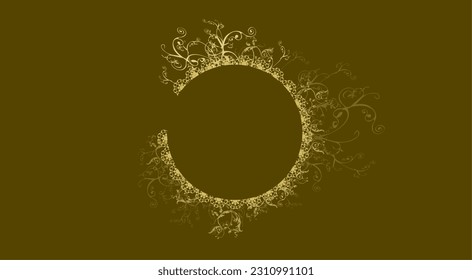 Brown vintage background vector - round element with ornaments
