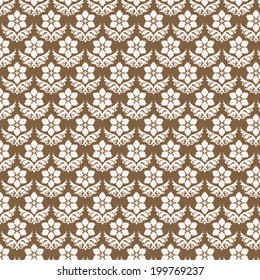 Brown vintage bloom pattern on pastel background. Retro and classic blossom pattern style for old or sweet design