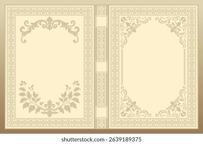 Brown vintage book cover, book making template, vintage pattern