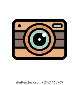 Braune Vintage Kamera Doodle Icon flache Vektor-Design