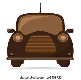 Brown vintage car design isolated on white. Easy to edit vehicle vector illustration.