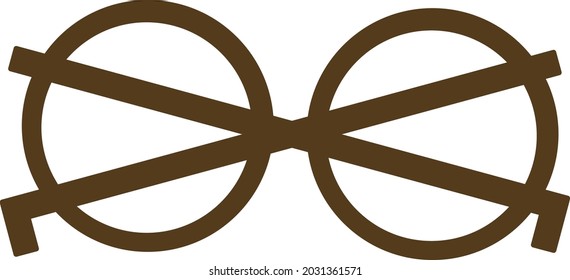 brown vintage circle glasses vector