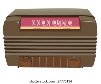 brown vintage radio in vector mode