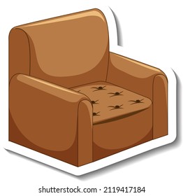 Brown vintage sofa isolated illustration