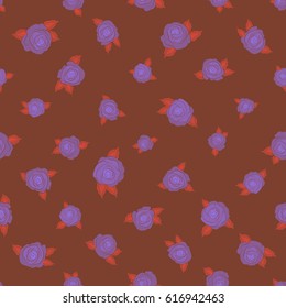 Brown, violet and orange vector roses petals.