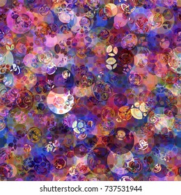 Brown, violet, white, pink template from circles, dots, round elements. Seamless texture. Abstract vector background for web page, banners, fabric, home decor, wrapping 