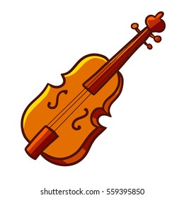 Brown Violin in cartoon style - vector.