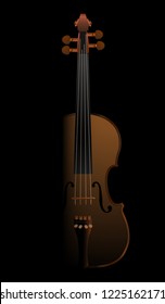 brown violin on black background