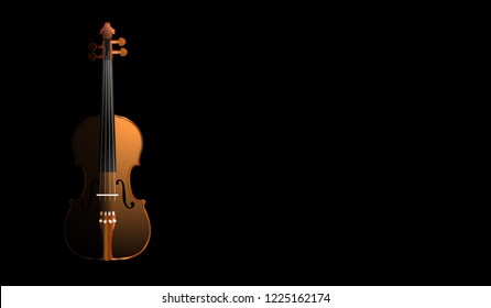 brown violin on black background