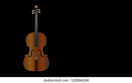 brown violin on black background