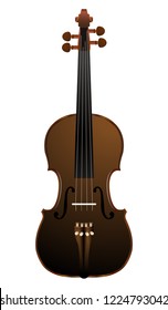 brown violin on white background