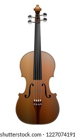 brown violin on white background