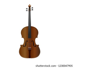 brown violin on white background