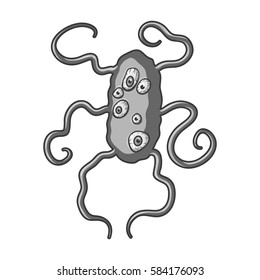 Brown virus icon in monochrome style isolated on white background. Viruses and bacteries symbol stock vector illustration.