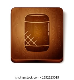 Brown Voice assistant icon isolated on white background. Voice control user interface smart speaker. Wooden square button. Vector Illustration