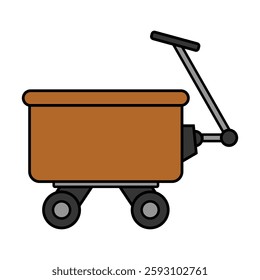 Brown Wagon Handcart Illustration Vector