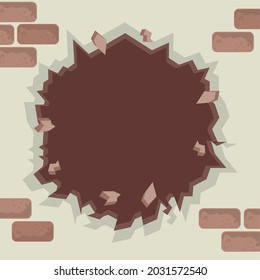 brown wall cracked or destroyed