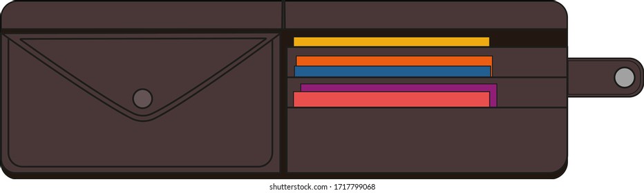 
Brown wallet with a card holder. Vector isolated on white background.