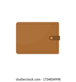 Diseño plano de cartera marrón aislado en blanco.