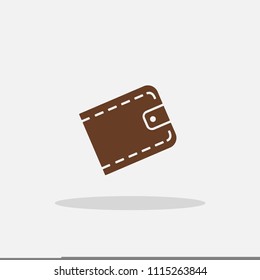 Brown wallet money store vector icon with shadow finance icon