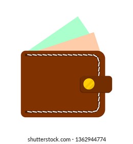 brown wallet to save money vector