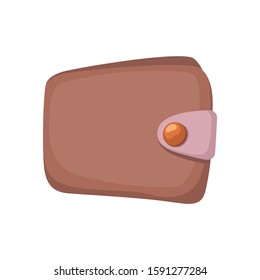 Brown wallet vector illustration on white background. Cartoon wallet icon. Men wallet for money and plastic cards. Cash or payment concept. Internet shopping wallet logo. Male style accessory 