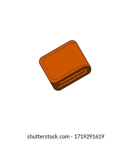 Brown Wallet vector. brown leather wallet vector. Wallet icon vector with flat design style 