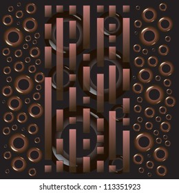 Brown wallpaper from circles and rectangle on dark background