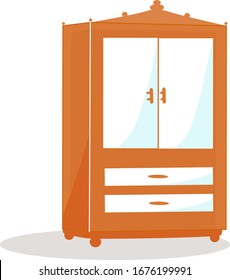Brown wardrobe, illustration, vector on white background.