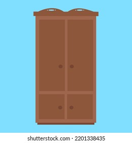 brown wardrobe on blue background