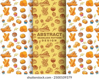 Brown warm and inviting bakery seamless pattern design template.