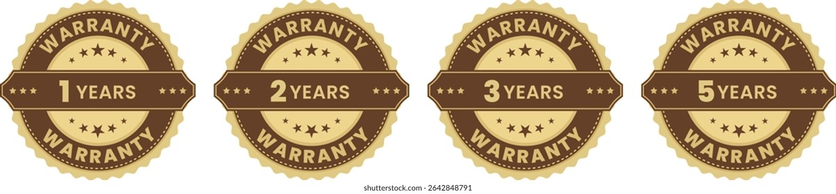 Brown Warranty Badge Set with Ribbon for Packaging Labels and Product Sheets
