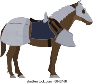 Brown Warrior Horse in armor