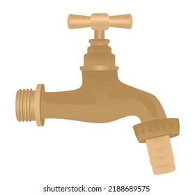 Brown Water Faucet. Vector Illustration