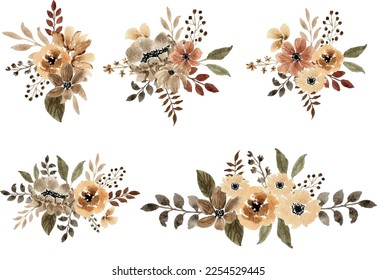 Brown Watercolor Flower Arrangement Bouquet