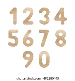 Brown watercolor numbers for design.