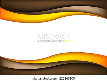 Brown wave and orange line background on white space for text and message modern artwork design