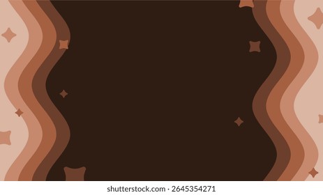 Brown Waving Lines and Glitters into the dark Gradient, Flat Style Background