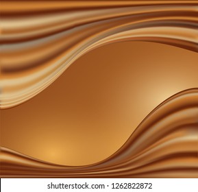 Brown wavy background.Liquid chocolate background.